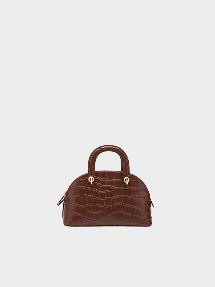 Croc-Embossed Shell Bag