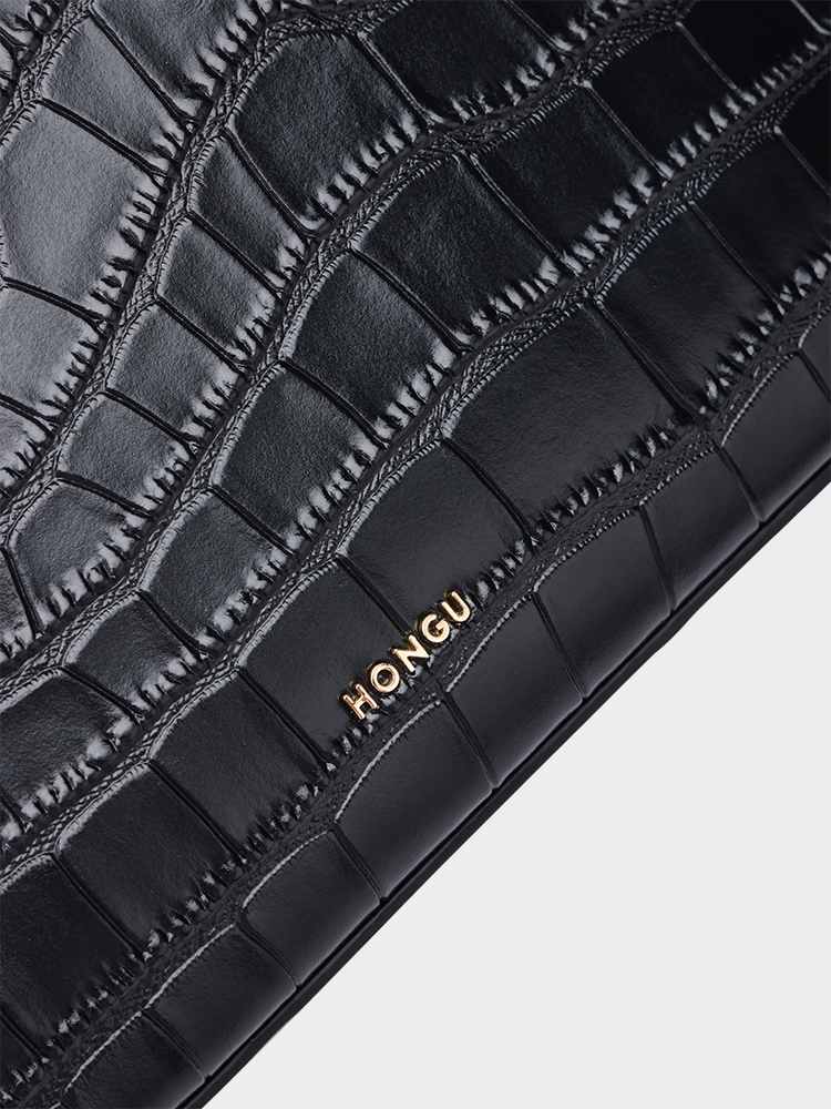Croc-Embossed Shell Bag