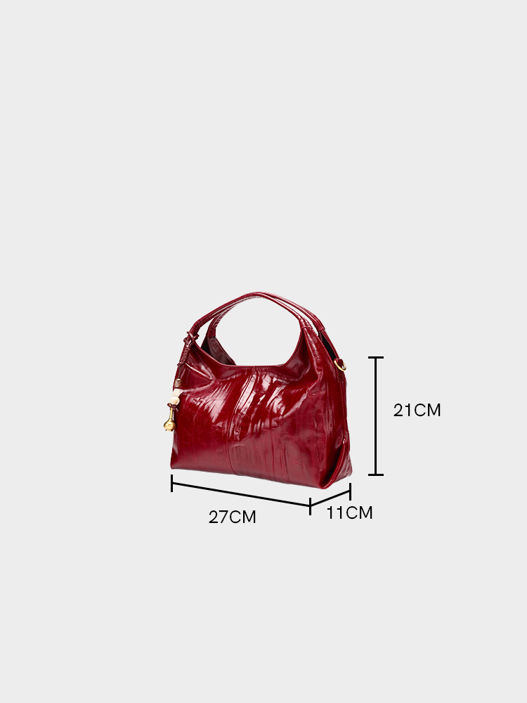 Oil wax leather single-shoulder bag