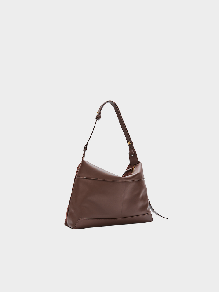 Suede-Patch Hobo Bag
