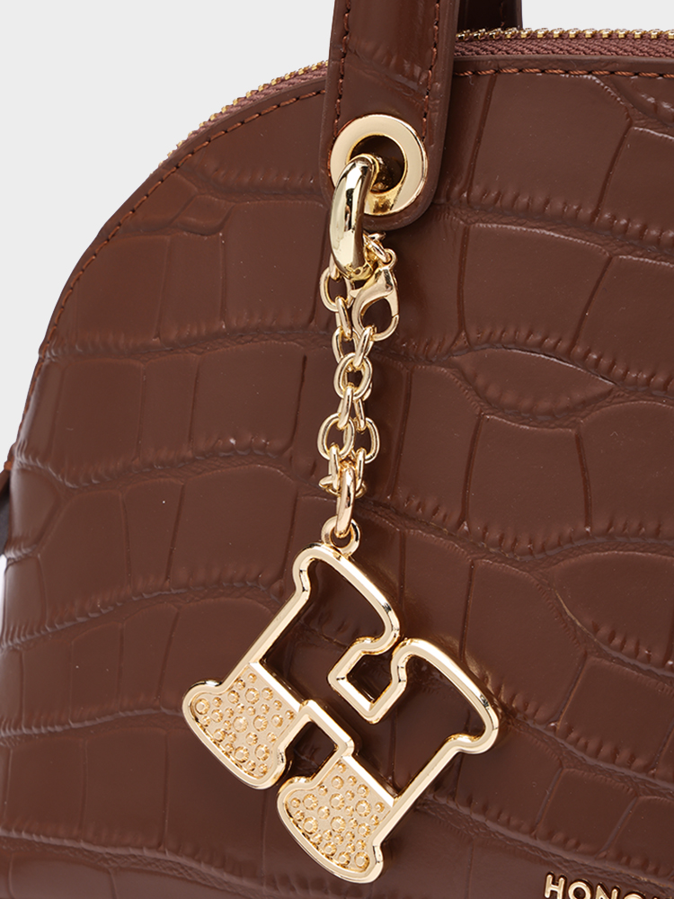 Croc-Embossed Shell Bag