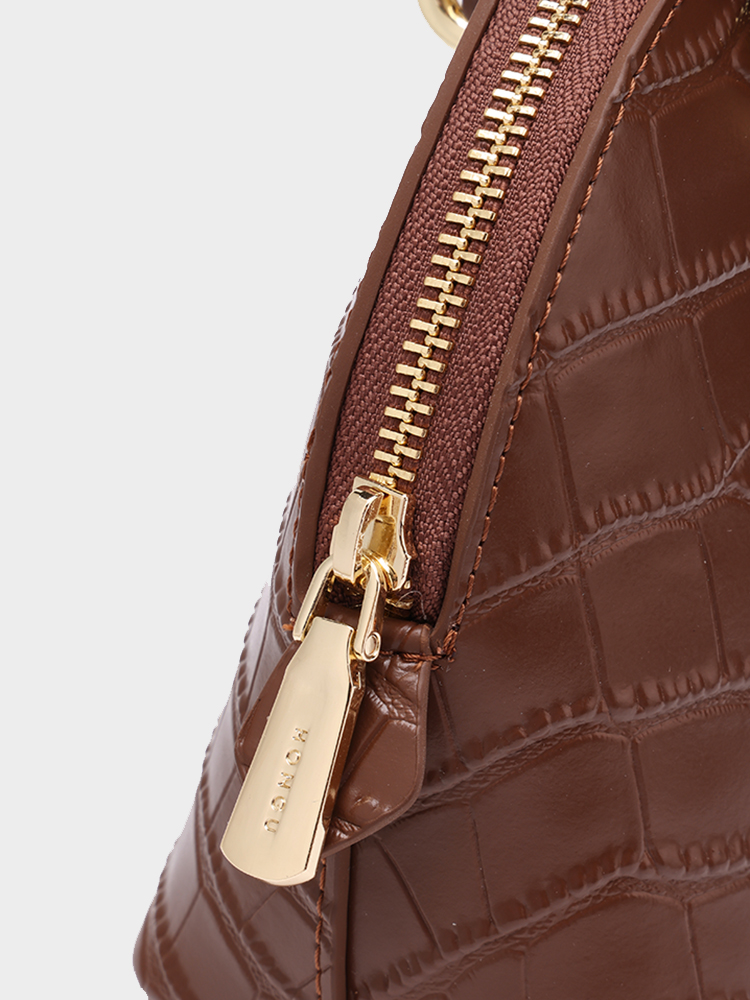 Croc-Embossed Shell Bag