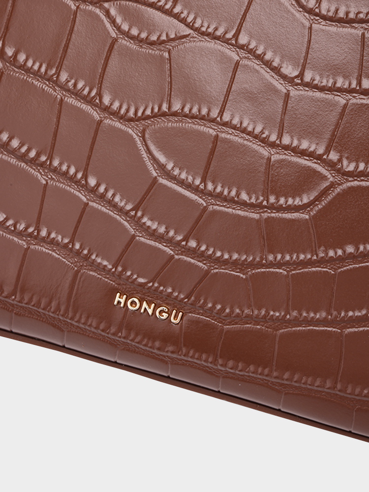 Croc-Embossed Shell Bag