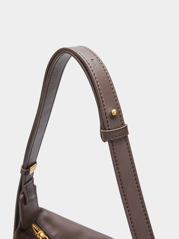 Suede-Patch Hobo Bag