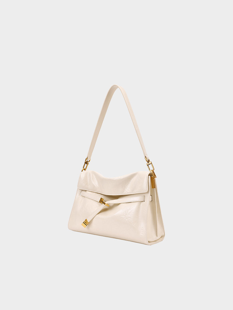 Crinkle Texture Leather Tote Bag