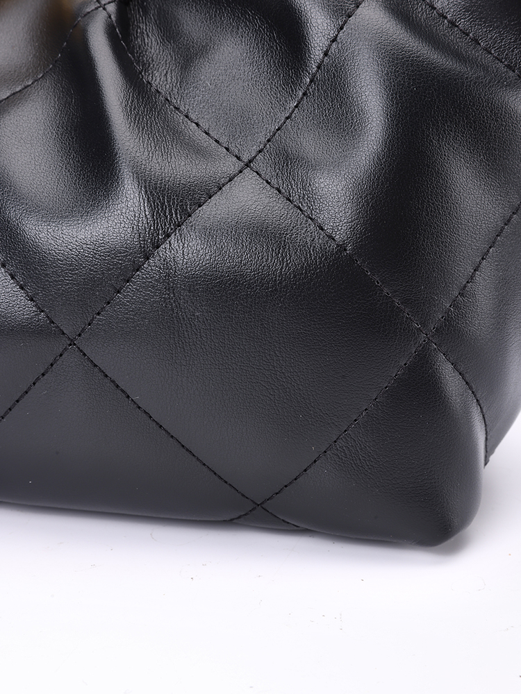 Quilted Twist Lock Leather Hobo Bag