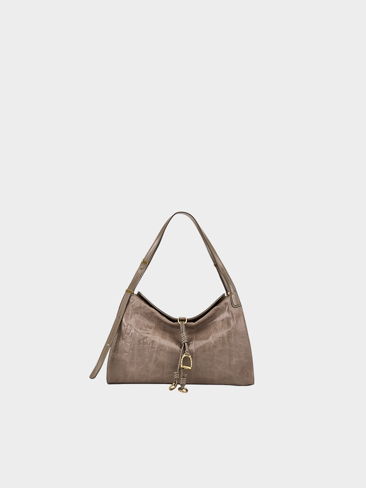 Crinkle Texture Soft Leather Shoulder Bag