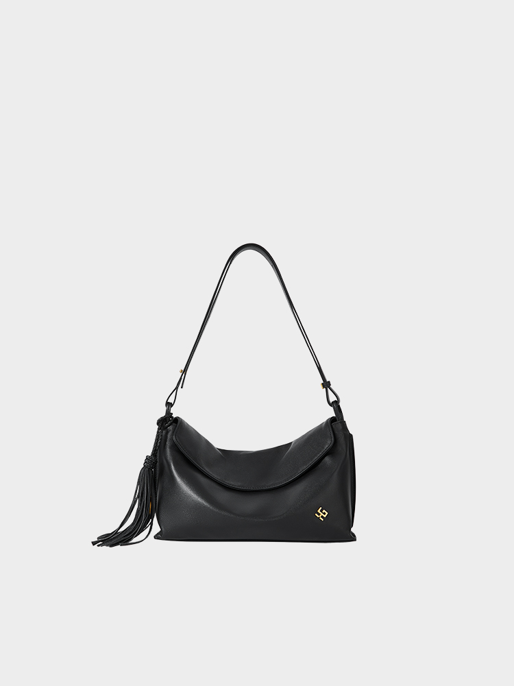 Braided Tassel Soft Leather Hobo Purse