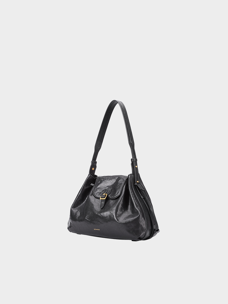 Retro Flap Waxy Leather Shoulder Bag