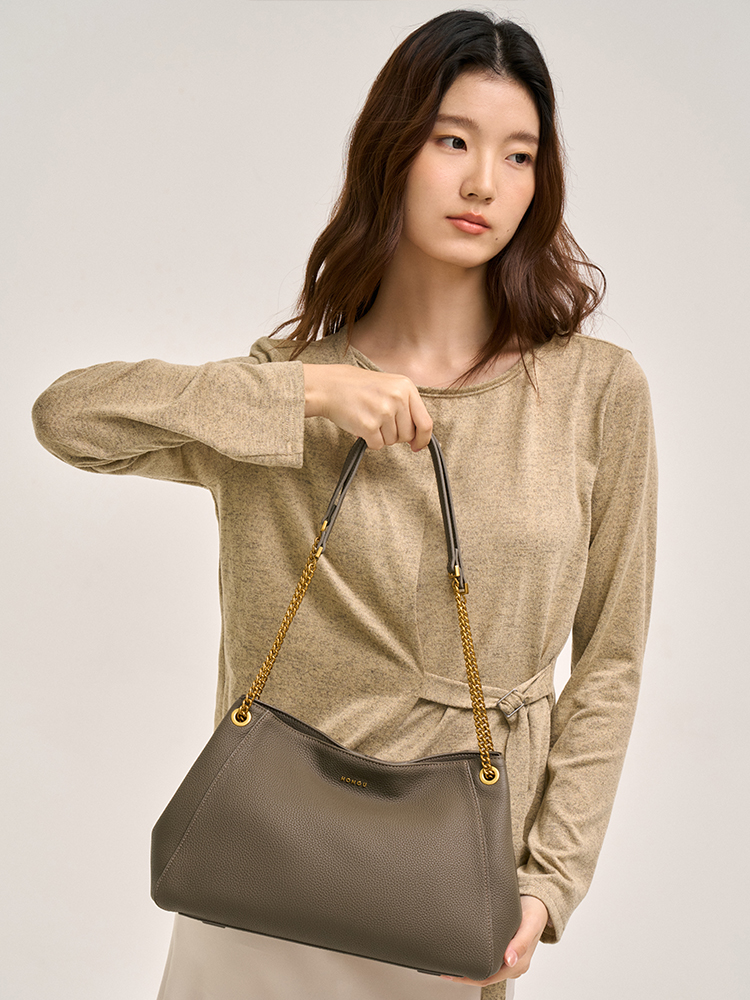 Soft Leather Chain Shoulder Purse