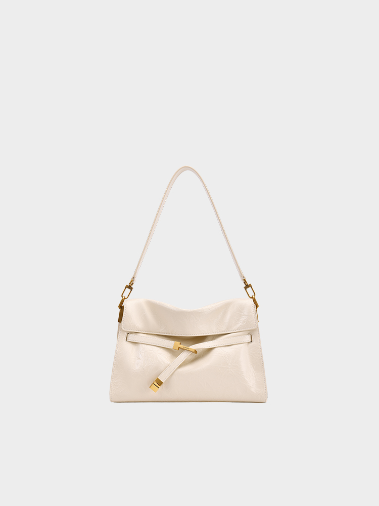 Crinkle Texture Leather Tote Bag