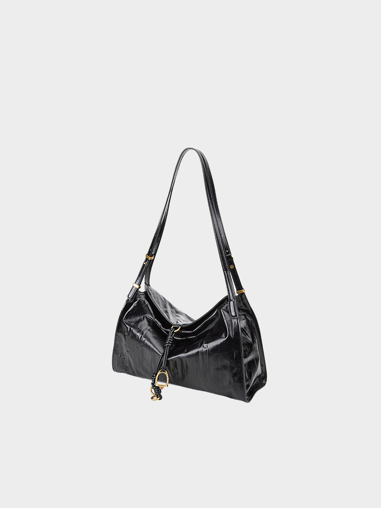 Crinkle Texture Soft Leather Shoulder Bag