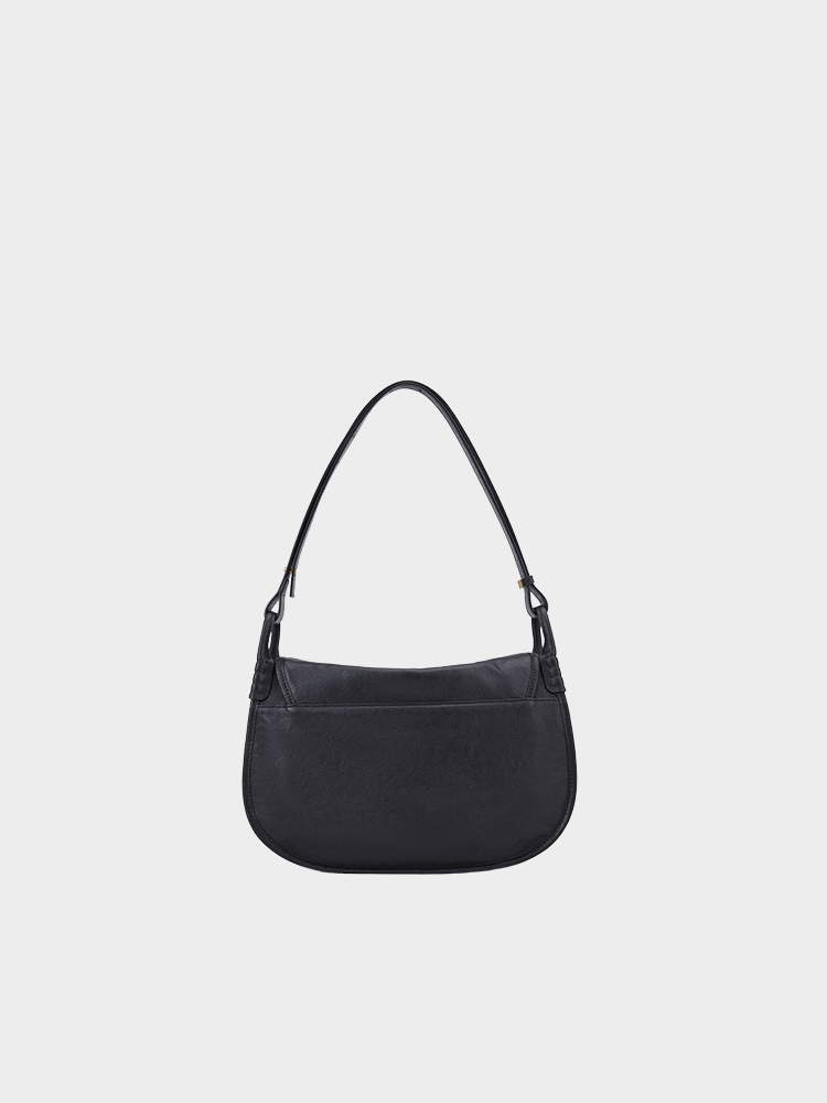 Twist Lock Flap Saddle Shoulder Bag