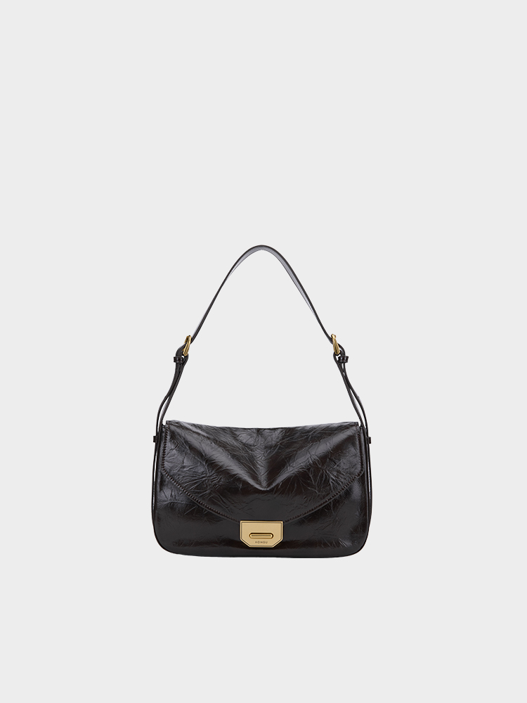 Retro Flap Cowhide Shoulder Handbag