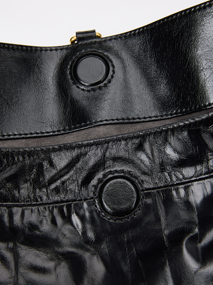 Crinkle Texture Soft Leather Shoulder Bag