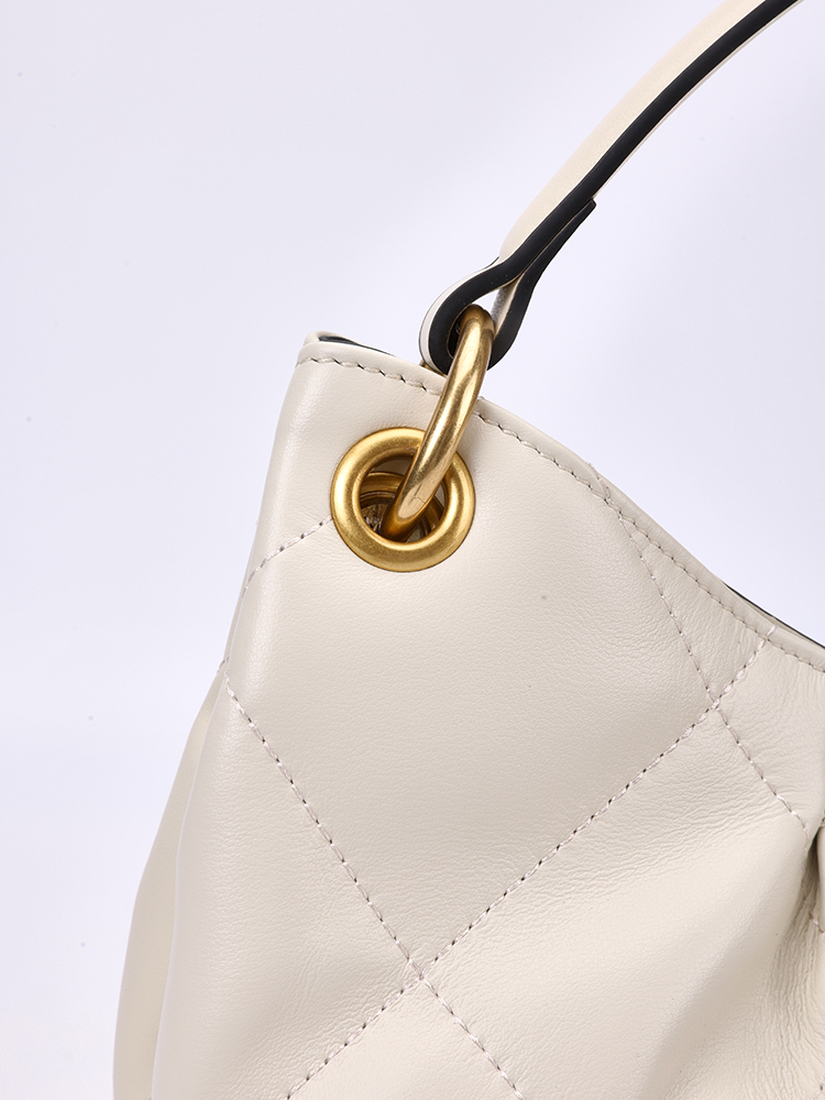 Quilted Twist Lock Leather Hobo Bag