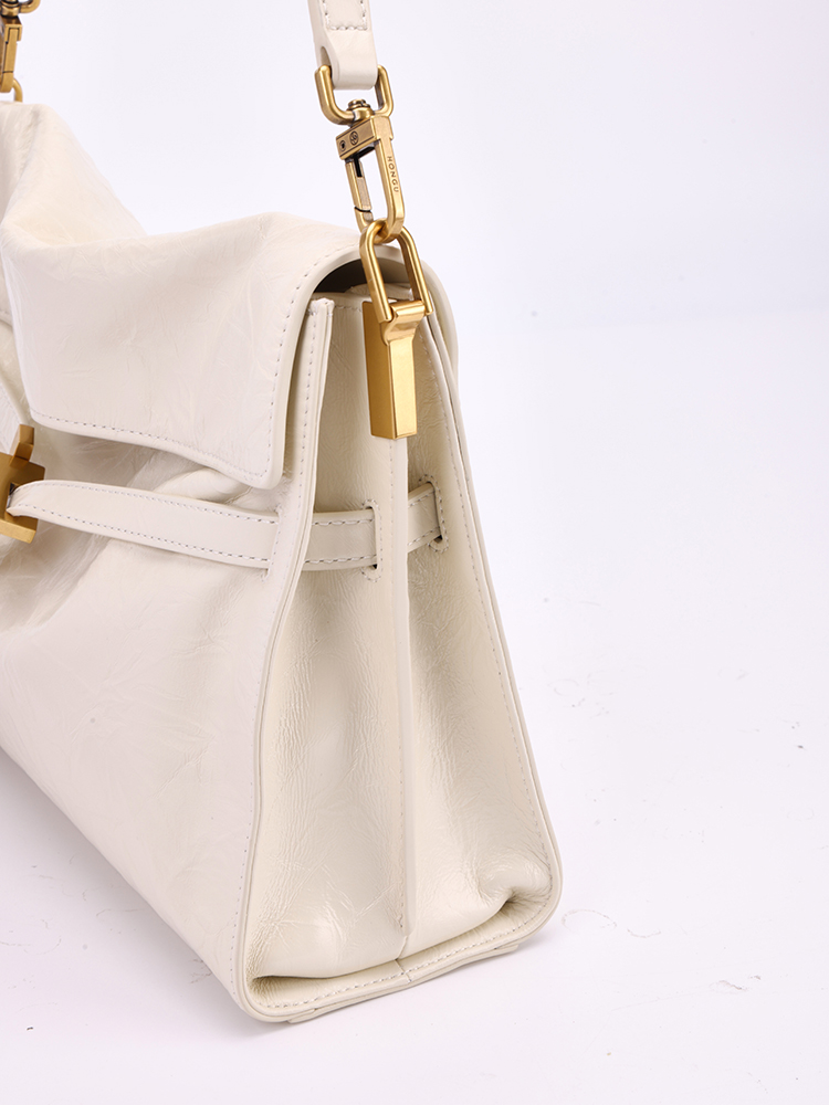 Crinkle Texture Leather Tote Bag