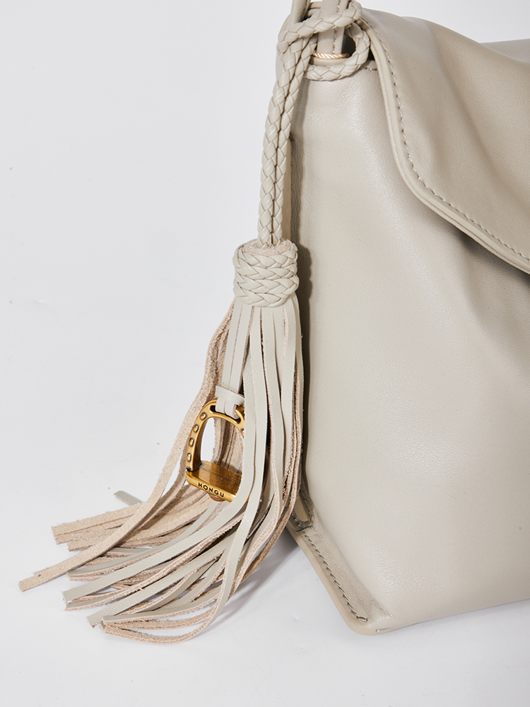 Braided Tassel Soft Leather Hobo Purse