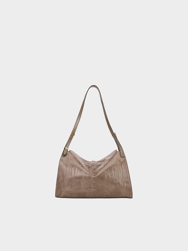 Crinkle Texture Soft Leather Shoulder Bag