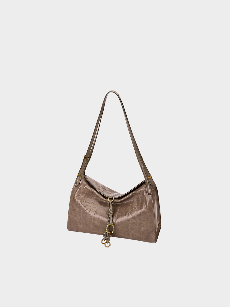 Crinkle Texture Soft Leather Shoulder Bag