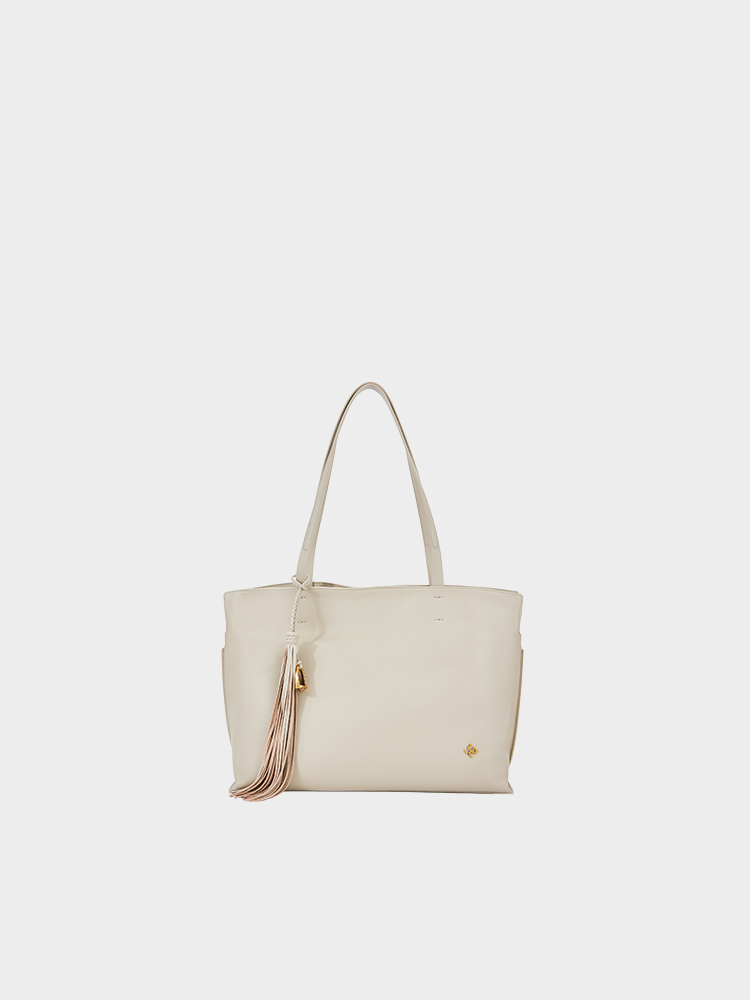 Braided Tassel Large Leather Tote