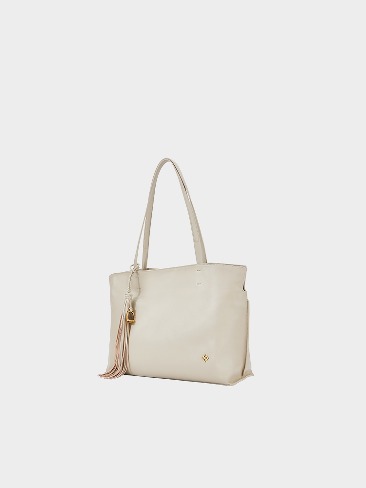 Braided Tassel Large Leather Tote