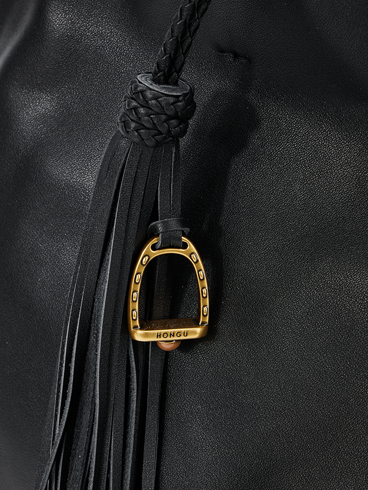 Braided Tassel Large Leather Tote