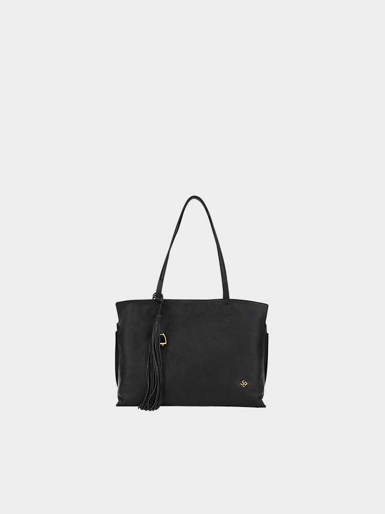 Braided Tassel Large Leather Tote