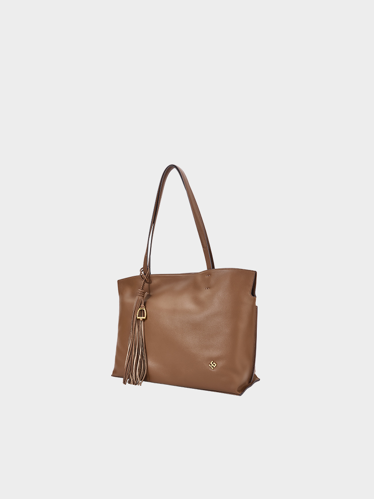 Braided Tassel Large Leather Tote