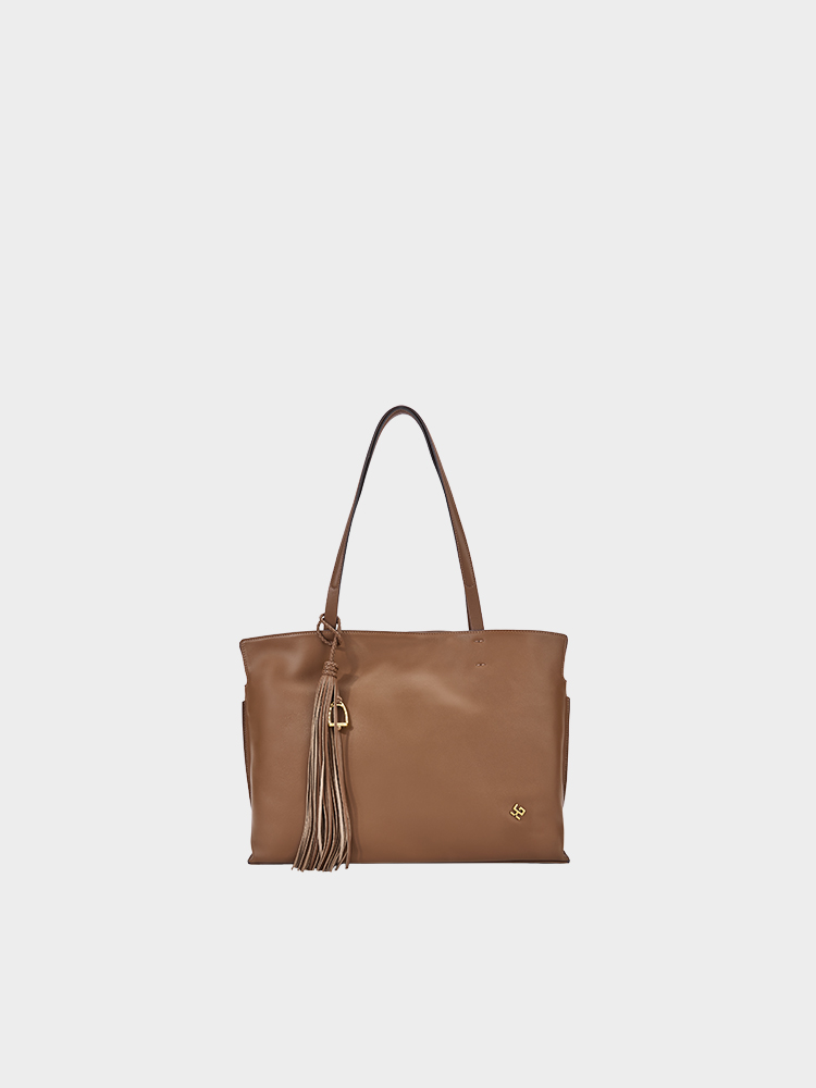 Braided Tassel Large Leather Tote