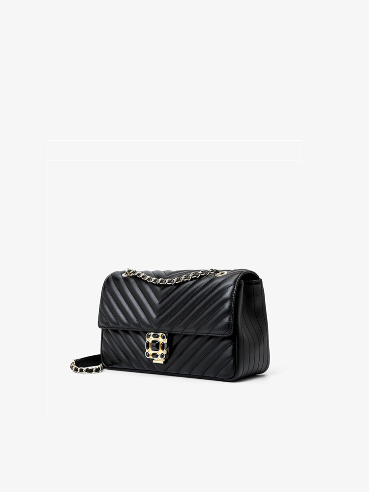 Gem Lock Flap Chain Handbag