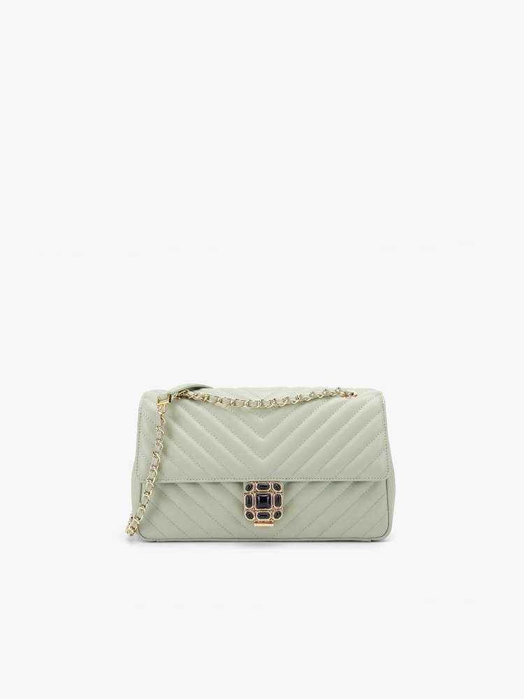 Gem Lock Flap Chain Handbag
