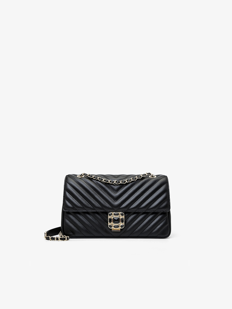 Gem Lock Flap Chain Handbag