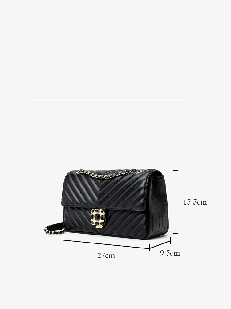 Gem Lock Flap Chain Handbag