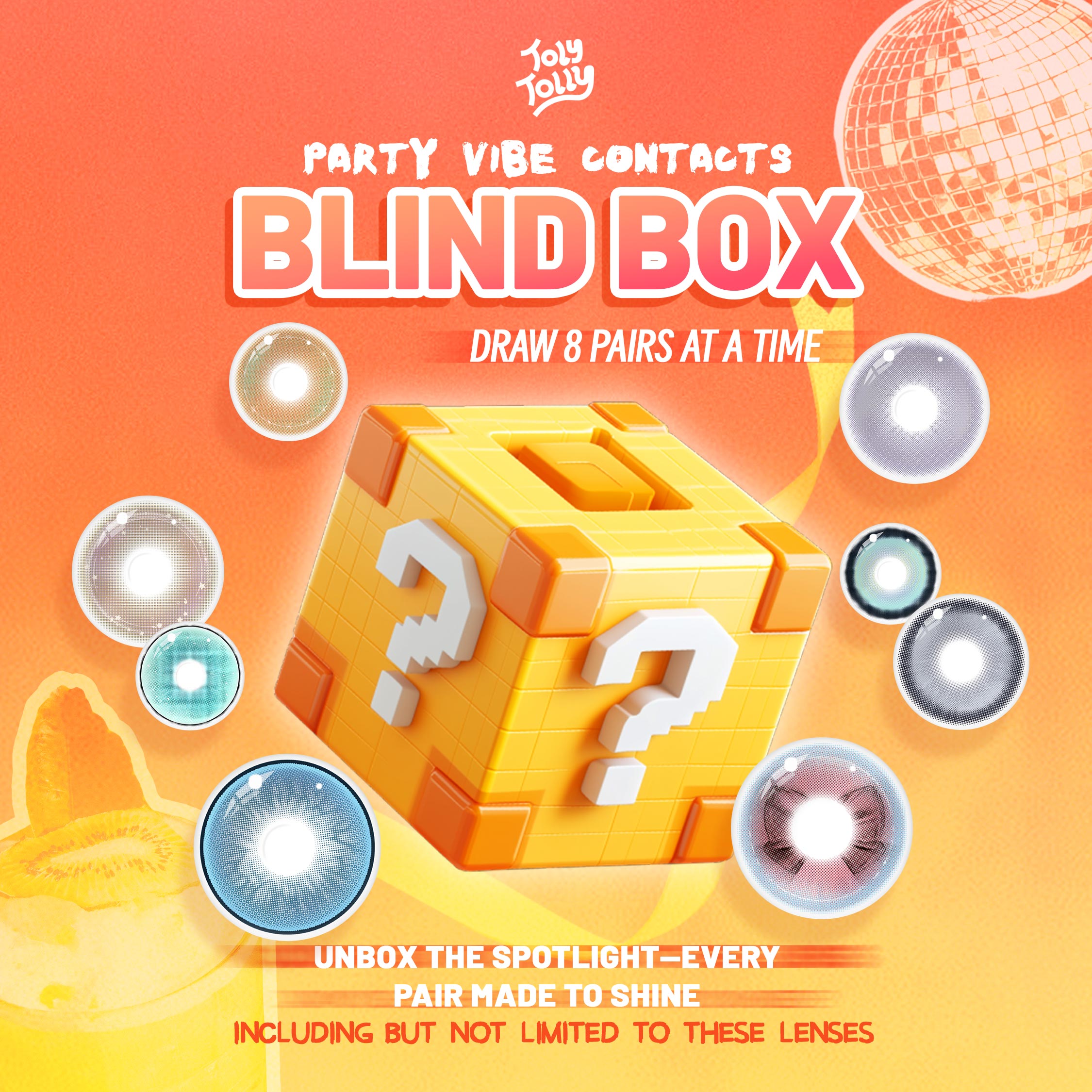 Party Vibe Contacts Blind Box – 8 Pairs, 1-Year Glam