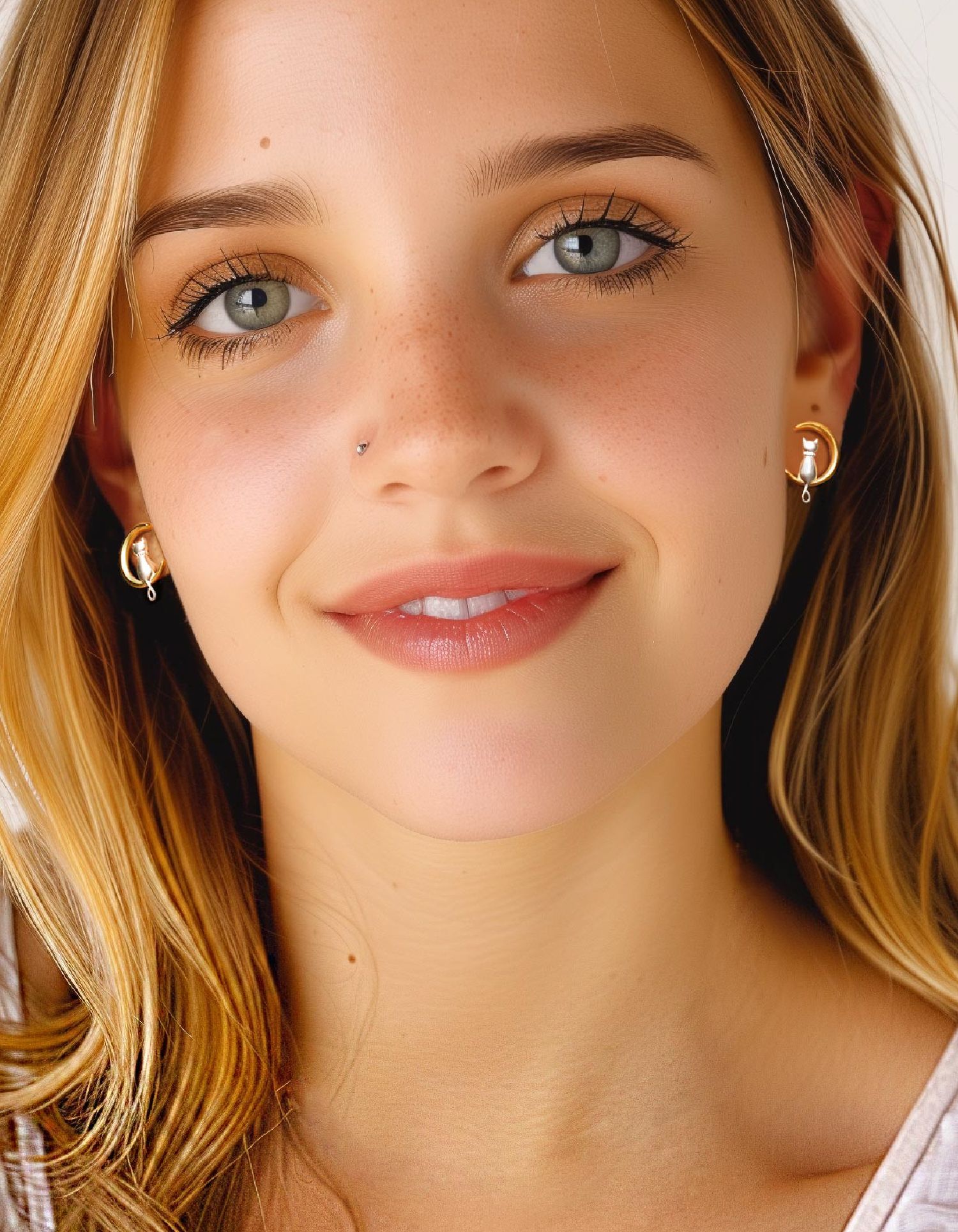 Just Being Cute Cat Earrings for Women, Sterling Silver Stud Earrings Cat Moon Jewelry Gifts for Birthday Christmas