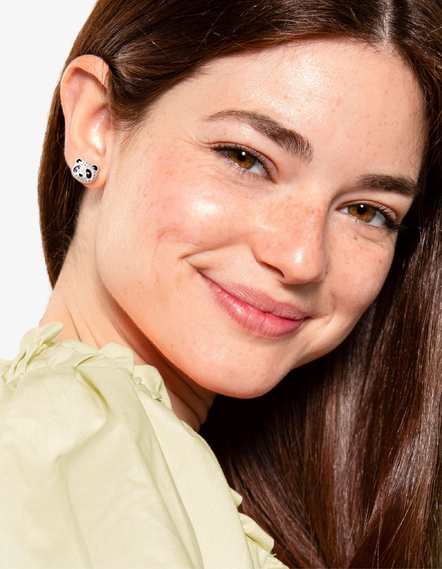 Just Being Cute Panda Stud Earrings for Women Shiny CZ Sterling Silver Ear Charm for Everyday Wear Birthday Graduation Gifts