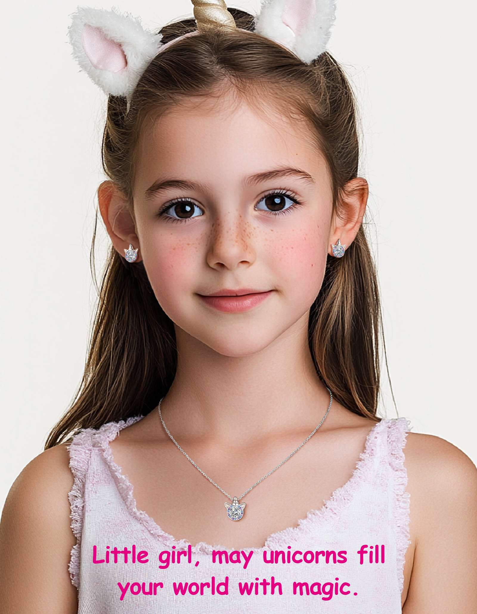 Just Being Cute Unicorn Earrings with Created Diamond, Sterling Silver Stud Earrings Birthstone Crystal Jewelry Gift for Women