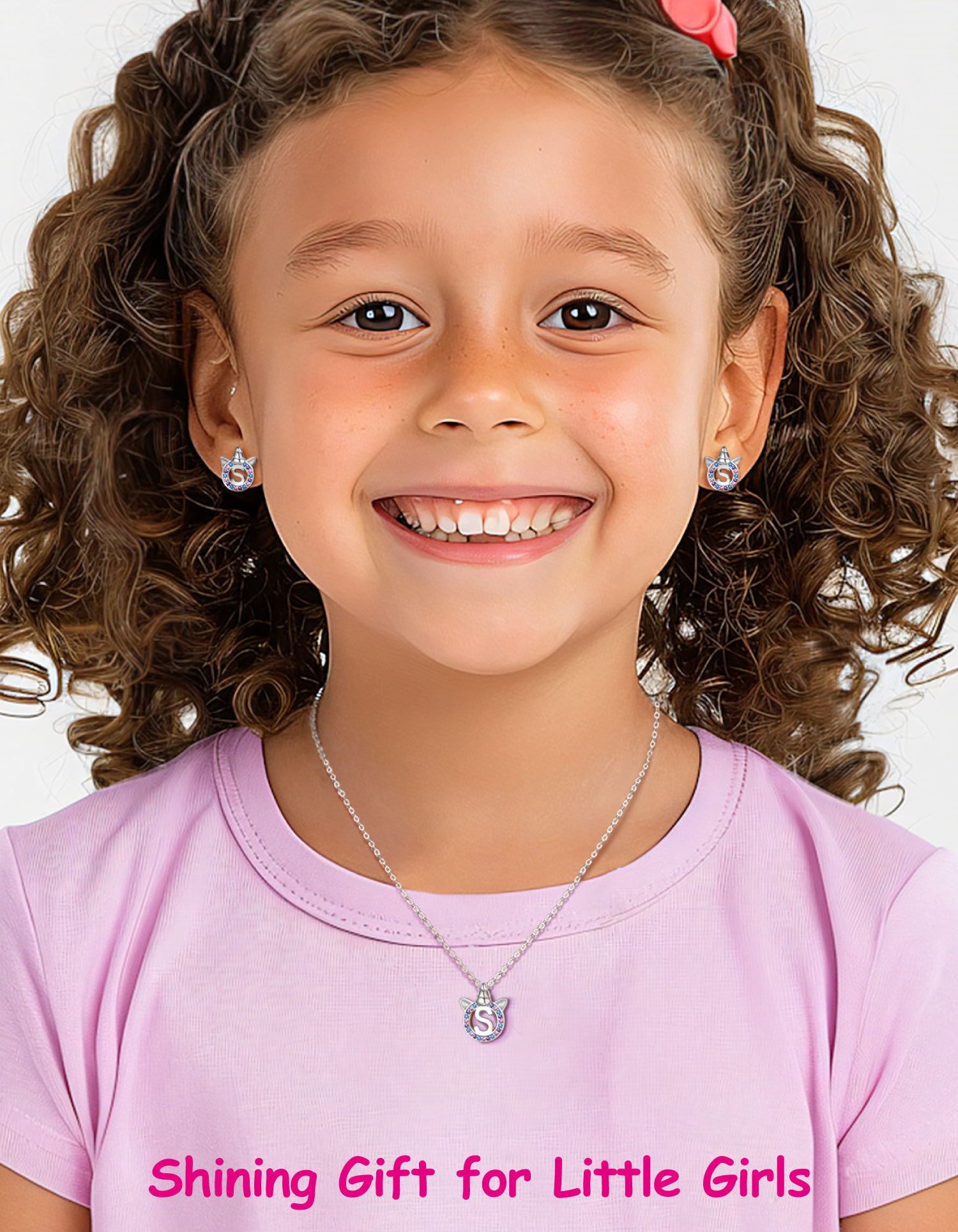 Just Being Cute Initial Unicorn Necklace Gifts for Women Letter A Pendant Sterling Silver Necklace Jewelry for Birthday Christmas