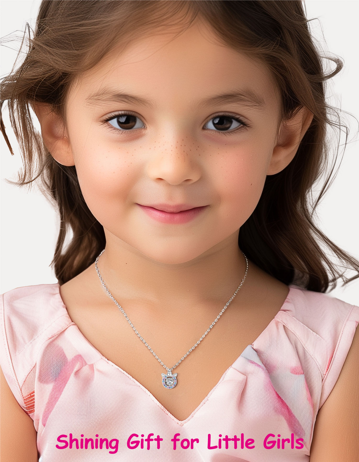 Just Being Cute Unicorn Necklace for Girls Colorful CZ Unicorn Pendant Necklace with 0.5ct Moissanite in Hypoallergenic 925 Sterling Silver for Women, Birthday Gifts for Teens