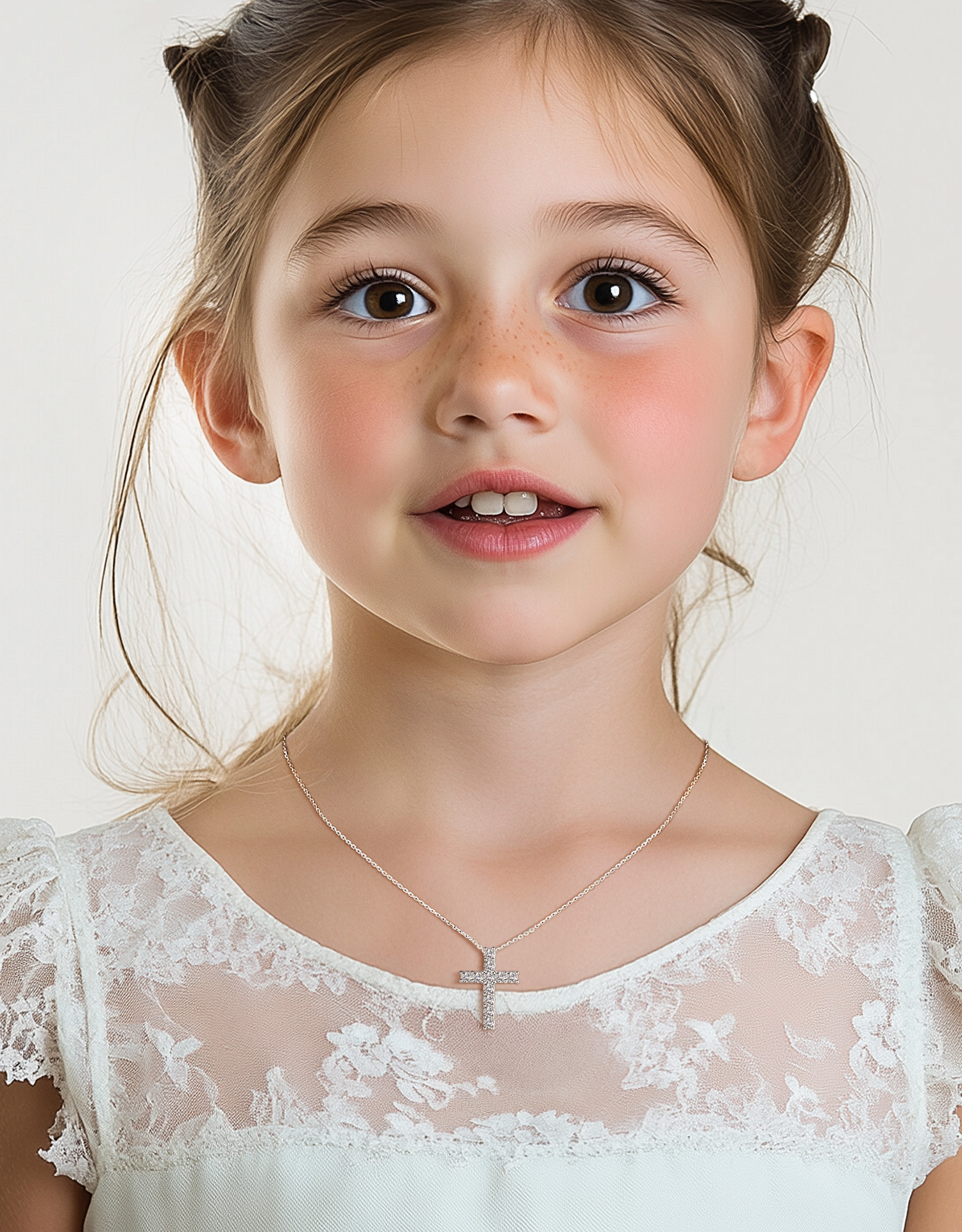 Just Being Cute Silver Cross Necklace for Women, Cross of Cubic Zircon Pendant Necklace God Bless You Christmas Birthday Jewelry Gifts with Card