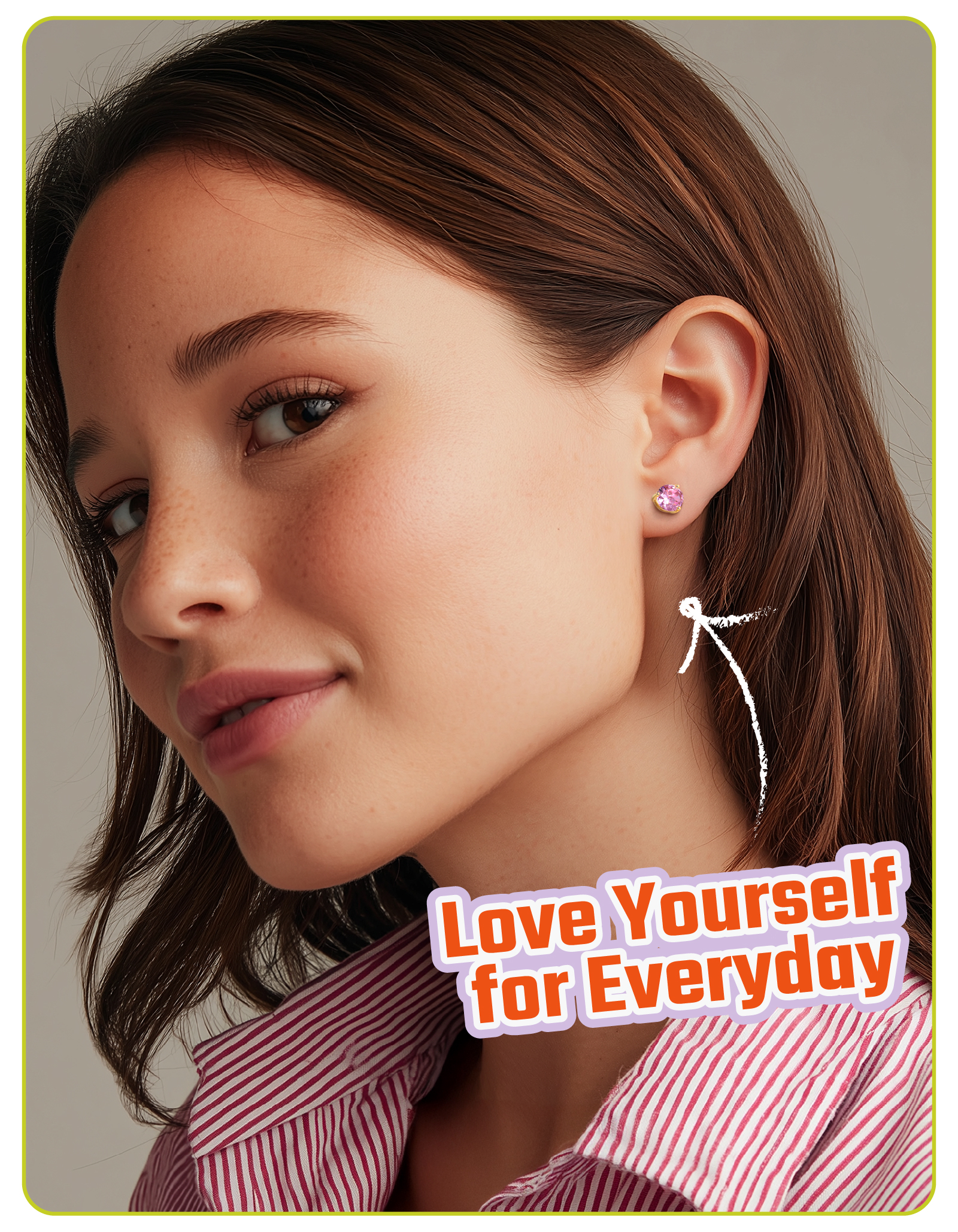 Just Being Cute 3-Prong Sterling Silver Earrings for Women, Round Cut Colorful Cubic Zirconia Earring Studs Valentine's Day Jewelry Gifts for Her Wife with Card