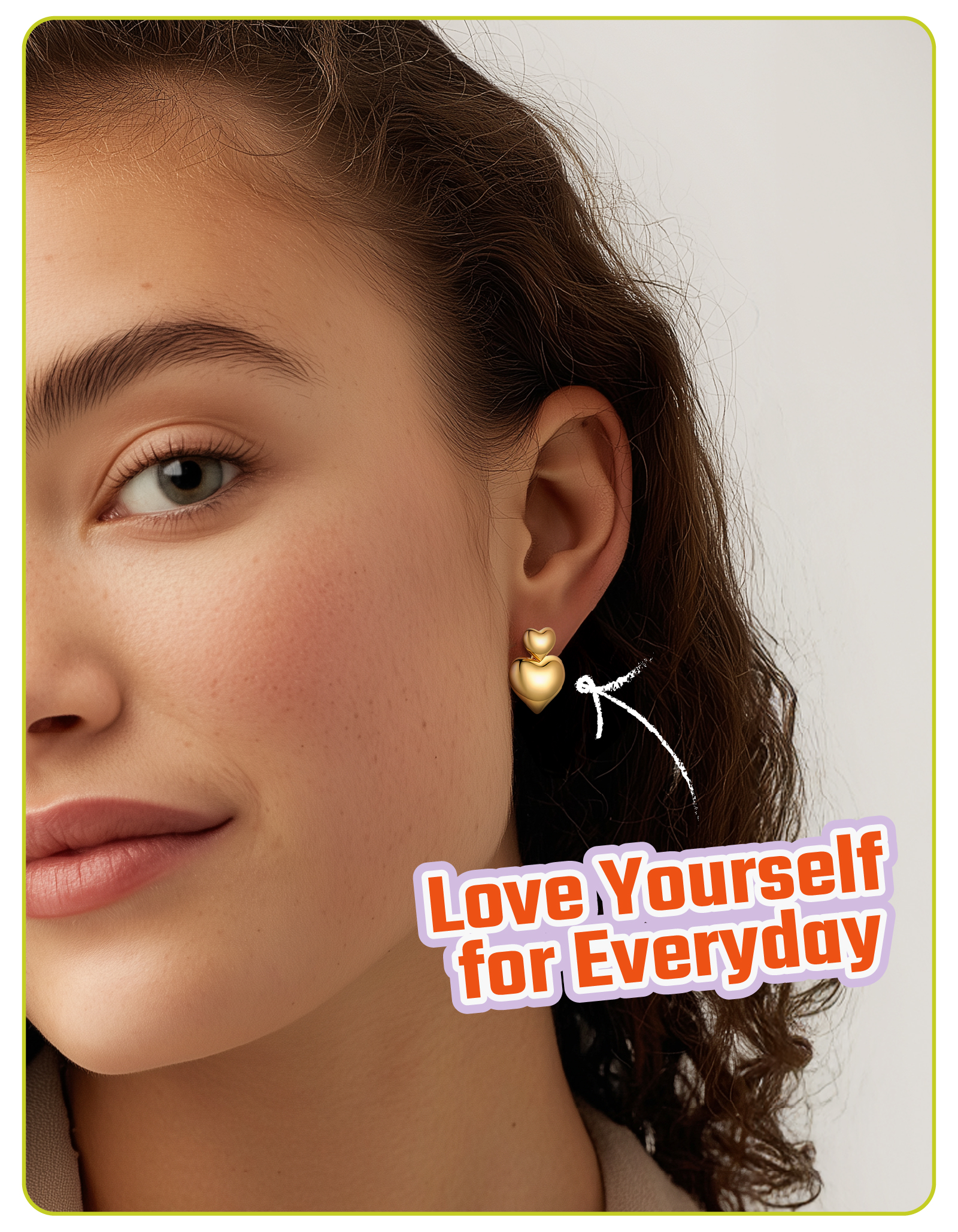 Just Being Cute Heart Earrings for Women, Sterling Silver Double Bubble Hearts Puffy Studs Anniversary Jewelry Gifts for Her Wife with Card