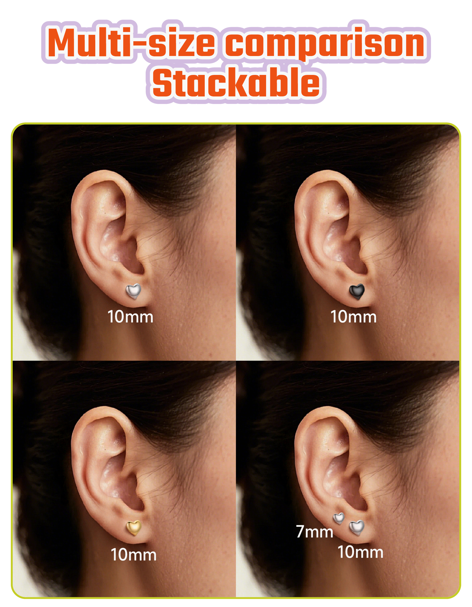 Just Being Cute Bubble Earrings for Women, Copper Love Heart Stud Earring with S925 Posts Minimalist Jewelry Gifts for Birthday Anniversary