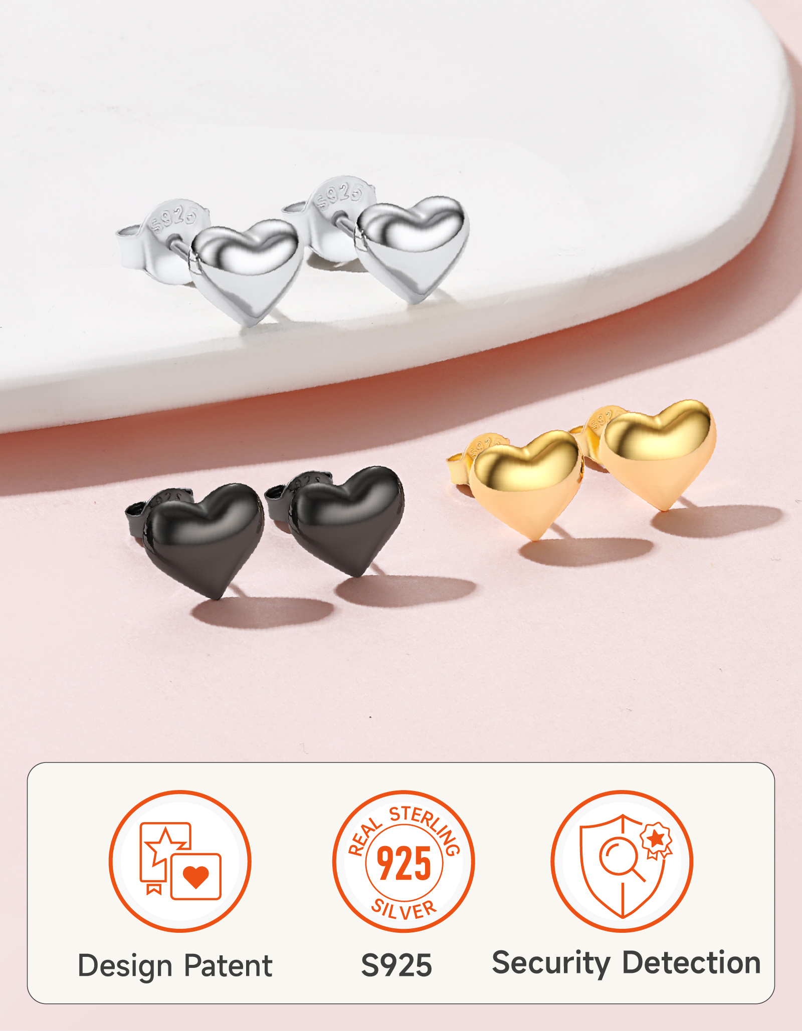 Just Being Cute Bubble Earrings for Women, Copper Love Heart Stud Earring with S925 Posts Minimalist Jewelry Gifts for Birthday Anniversary