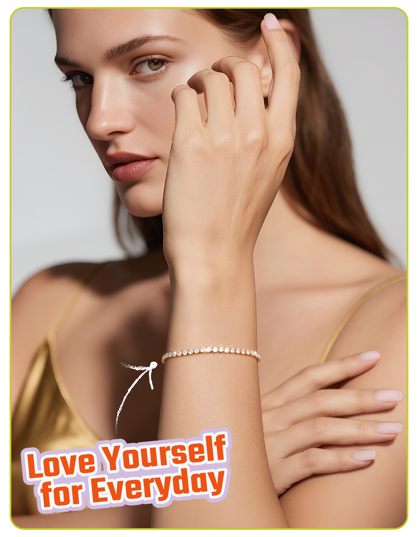 Just Being Cute Tennis Bracelet for Women Cubic Zirconia Bracelets Wedding Birthday Jewelry Gifts with Card for Her Girlfriend