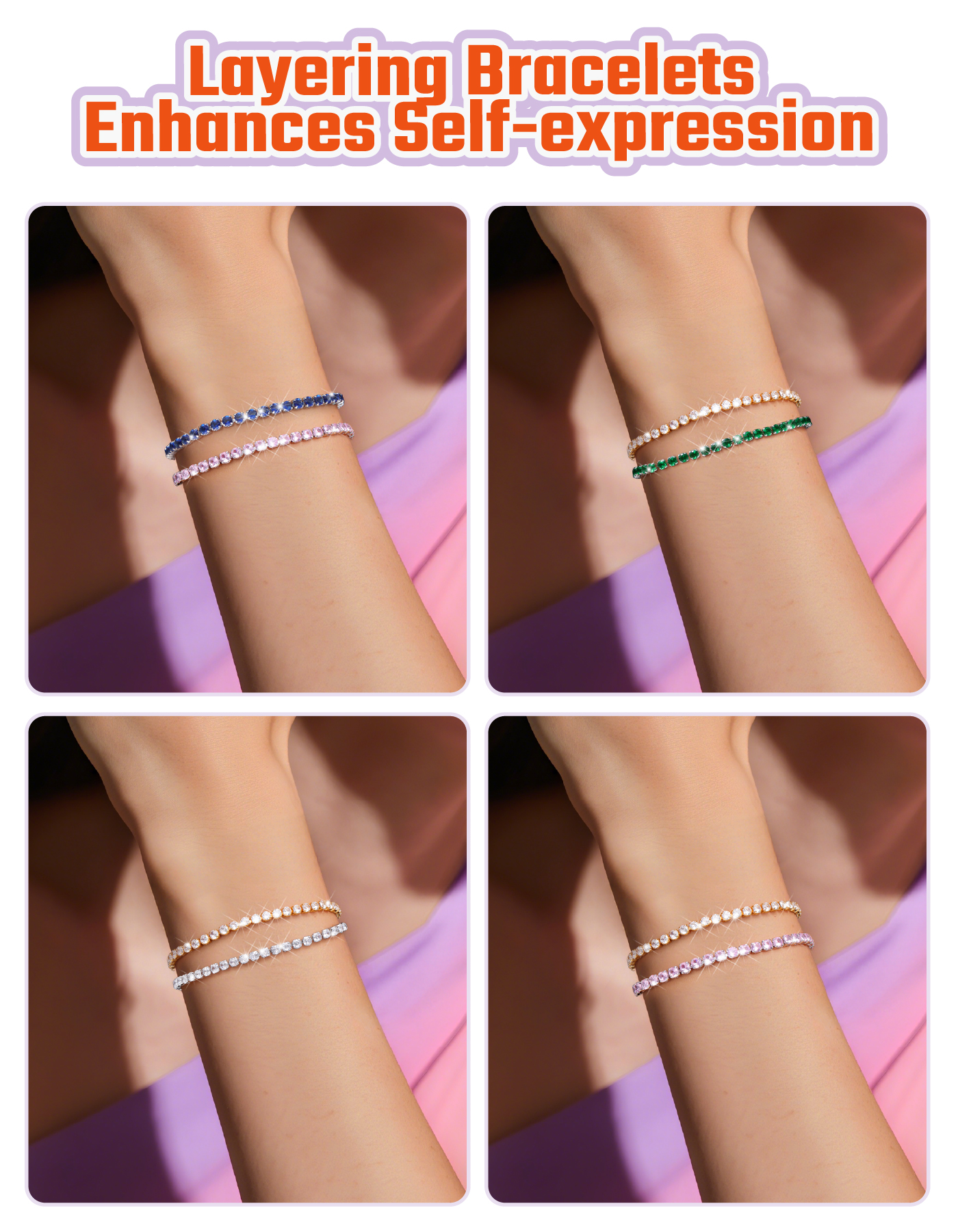 Just Being Cute Tennis Bracelet for Women Cubic Zirconia Bracelets Wedding Birthday Jewelry Gifts with Card for Her Girlfriend