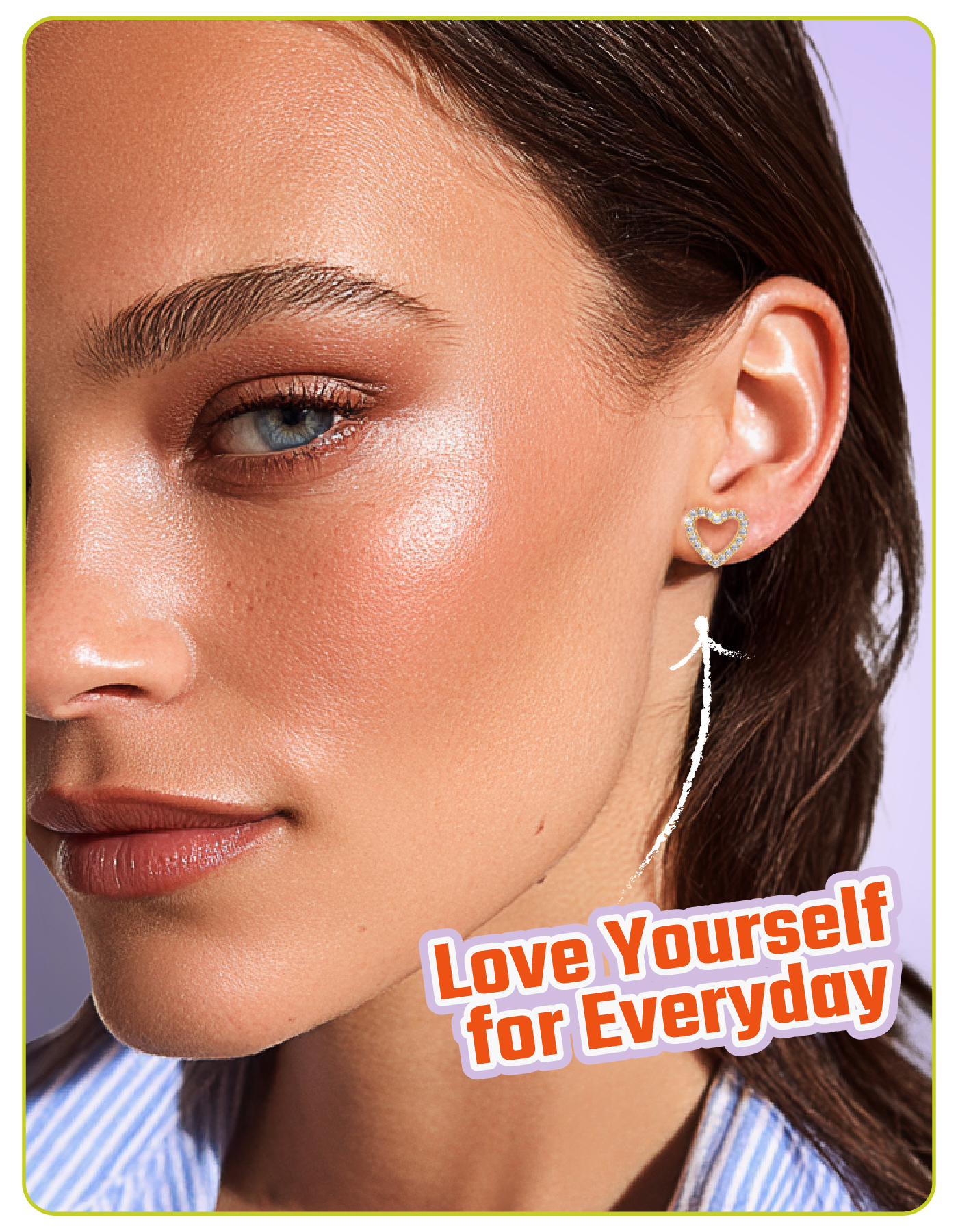 Just Being Cute Heart Stud Earrings for Women Earring with Zircon Birthday Christmas Jewelry Gifts for Girlfriend