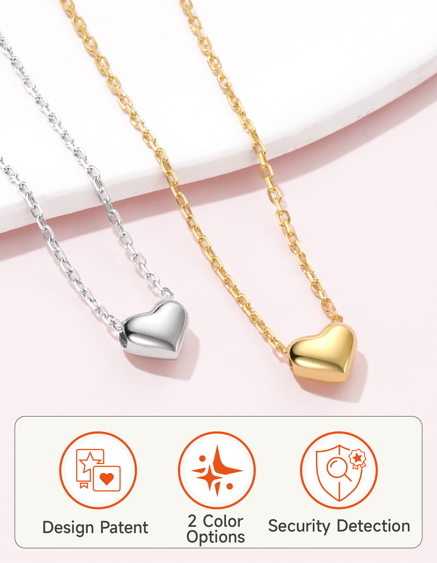 Just Being Cute Puffty Heart Necklace for Women Gold Plated Love Heart Pendant Necklaces Birthday Christmas Jewelry Gifts with Card