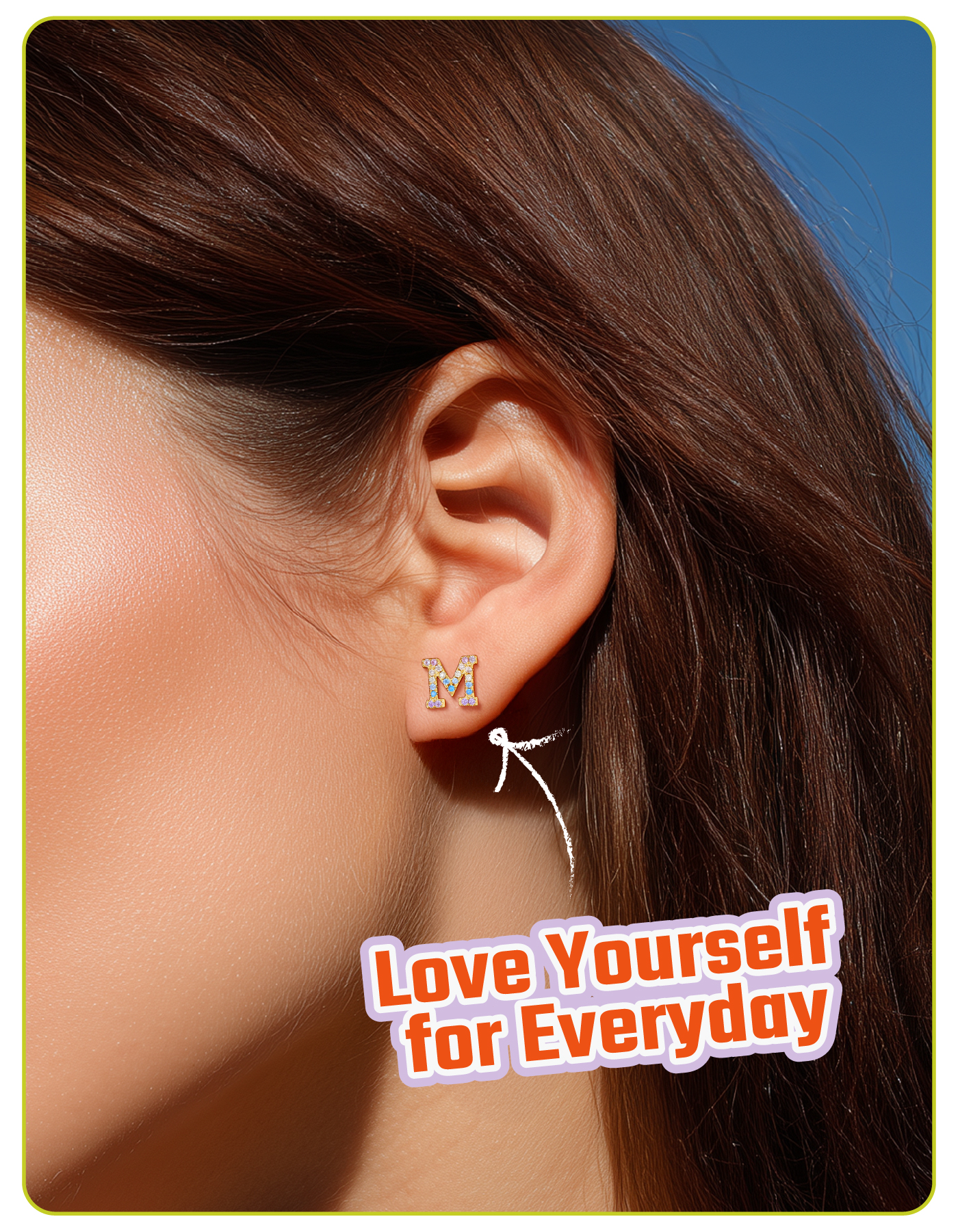 Just Being Cute Initial Earrings for Women Rainbow Cubic Zirconia Letter Stud Earring Hypoallergenic Alphabets A-Z Studs Birthday Christmas Jewelry for Her with Gift Card